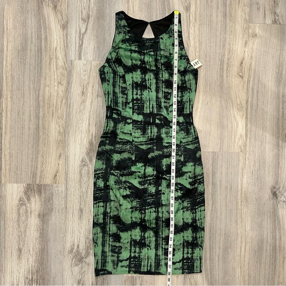 NWT Jay Godfrey Green Black Abstract Sleeveless Stretch Knee Length Dress Size 4 - Picture 2 of 7